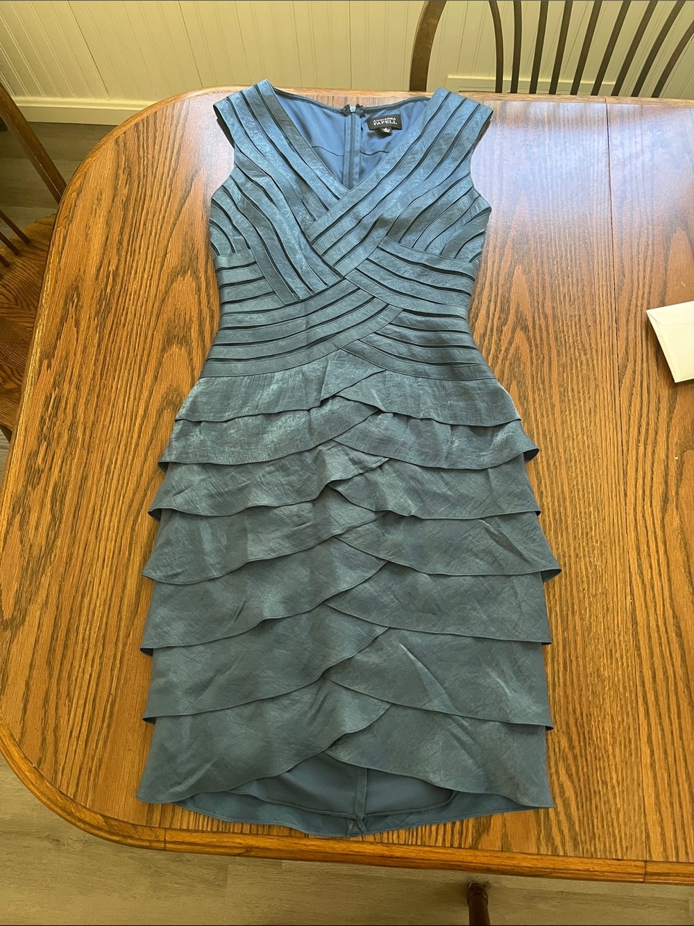 Adrianna Papell Teal Layered Bandage Mini Dress